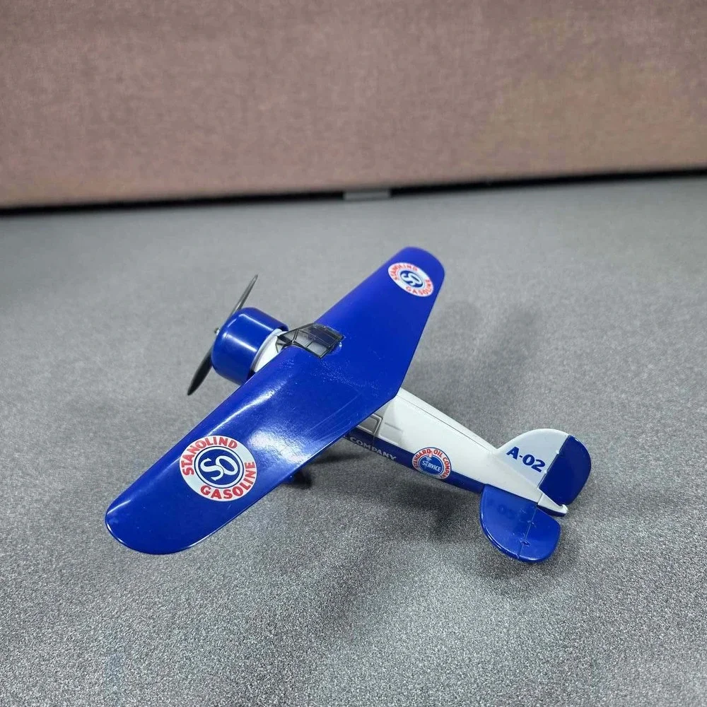 Standard Oil Diecast Airplane Stanolind Gasoline A-02 Blue White Excellent